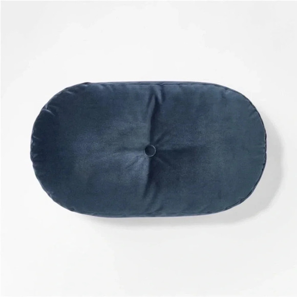 STUDIO MCGEE NWT velvet oval shaped throw pillow w/ tufted center -navy - Picture 1 of 6